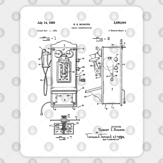 Phone Patent - Telephone Hallway Home Decor Art - White Sticker by patentpress